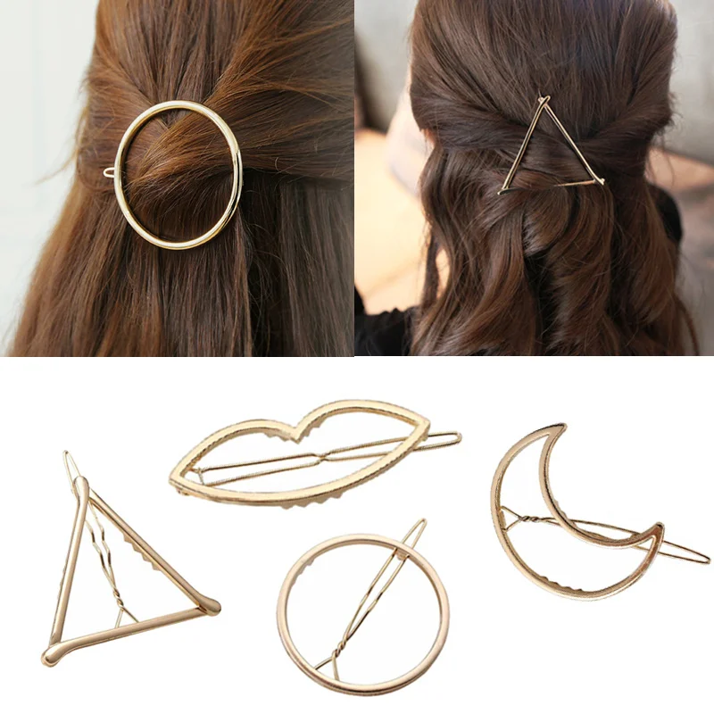 

1PC New Fashion Women Ladies Simple Hairpins Hair Clips Round Triangle Hair Accessories Girl Headwear Barrettes Hairgrips