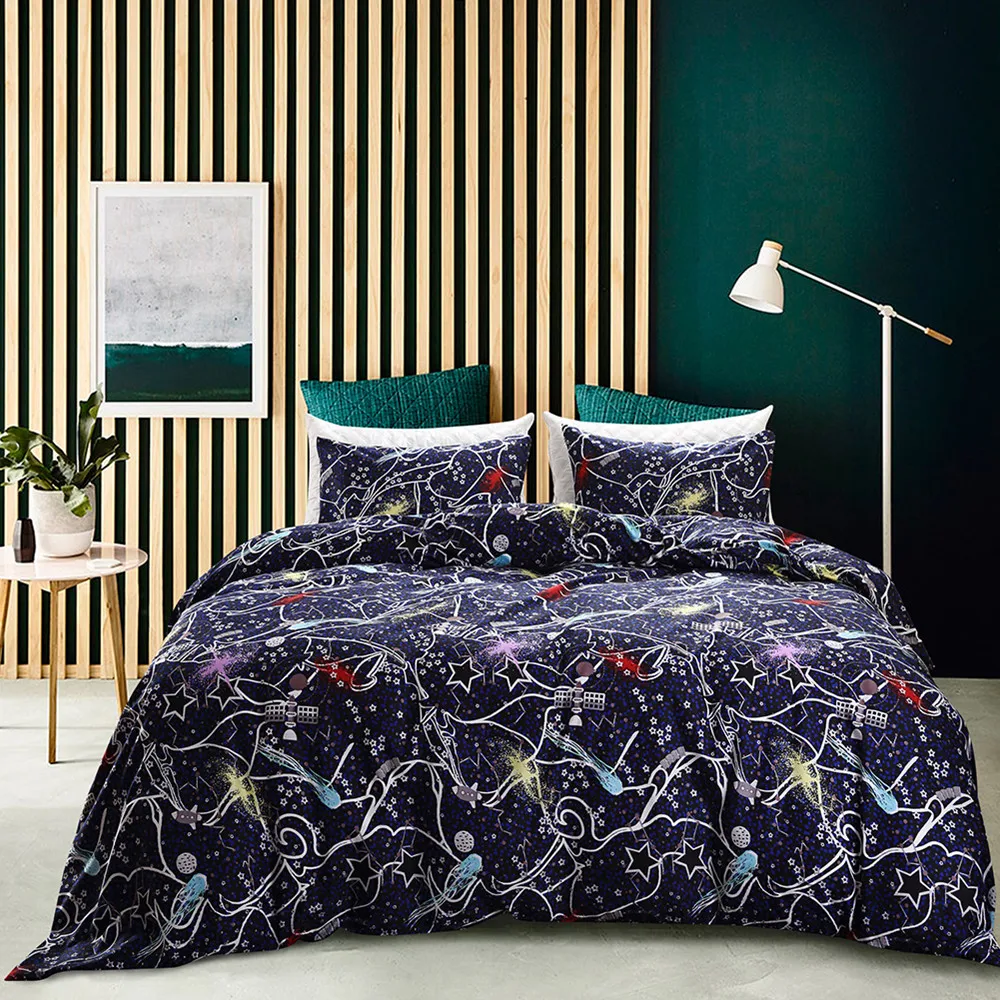 

Bedding Set Twin/Queen/King Size Universe Graphic Duvet Cover Pillowcase Unfading Stain Resistant Home Textile Machine Washable