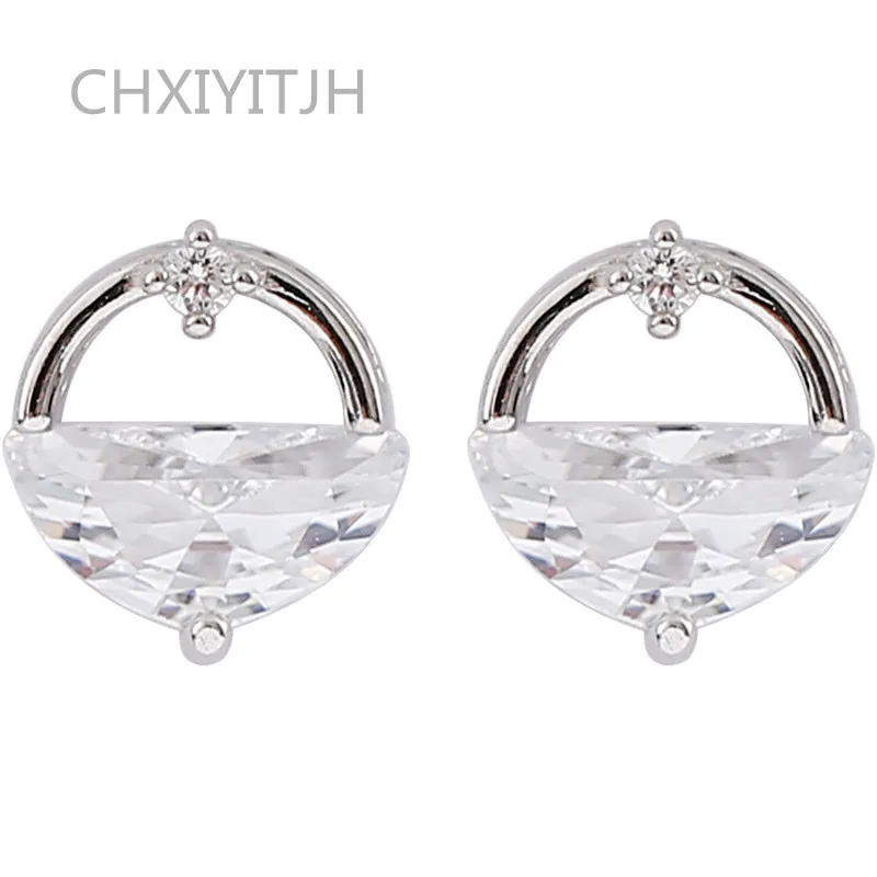

925 Sterling silver Stud earrings Small and pure and fresh ShanZuan Women's fashion jewelry wholesale