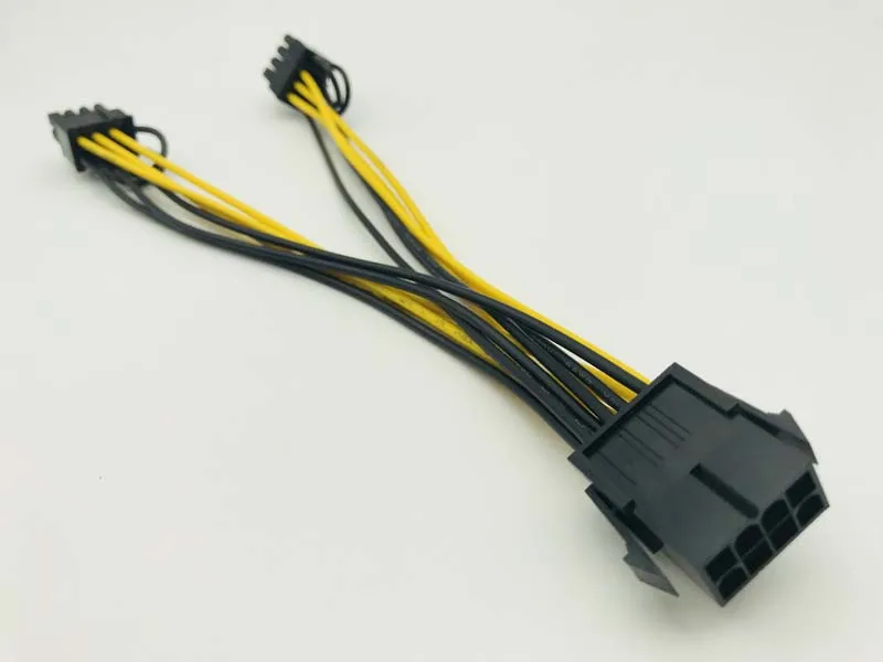PCIE PCI-E 8p Female to 2Port Dual 8pin 6+2p Male GPU Graphics Video Card Power Cable Cord 18AWG Wire Cable for BTC Miner Mining