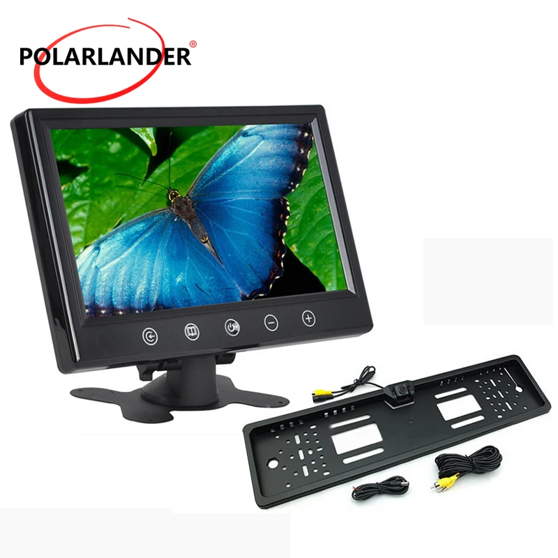 

9"TFT Car Monitor Wireless Transmitter 16 LED Parking Monitor European License Plate Silver/Black HD Desktop Reversing Camera
