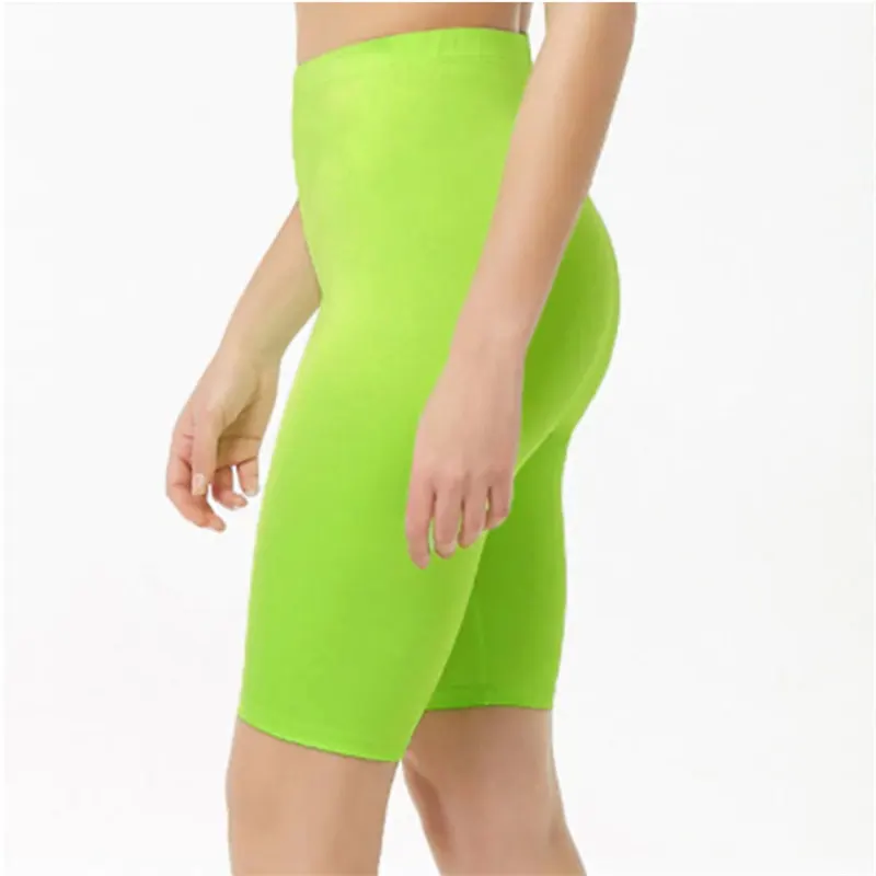 Biker Shorts Sexy Neon Green High Elasticity Nightclub Club Shorts Women Neon Bicycle Shorts