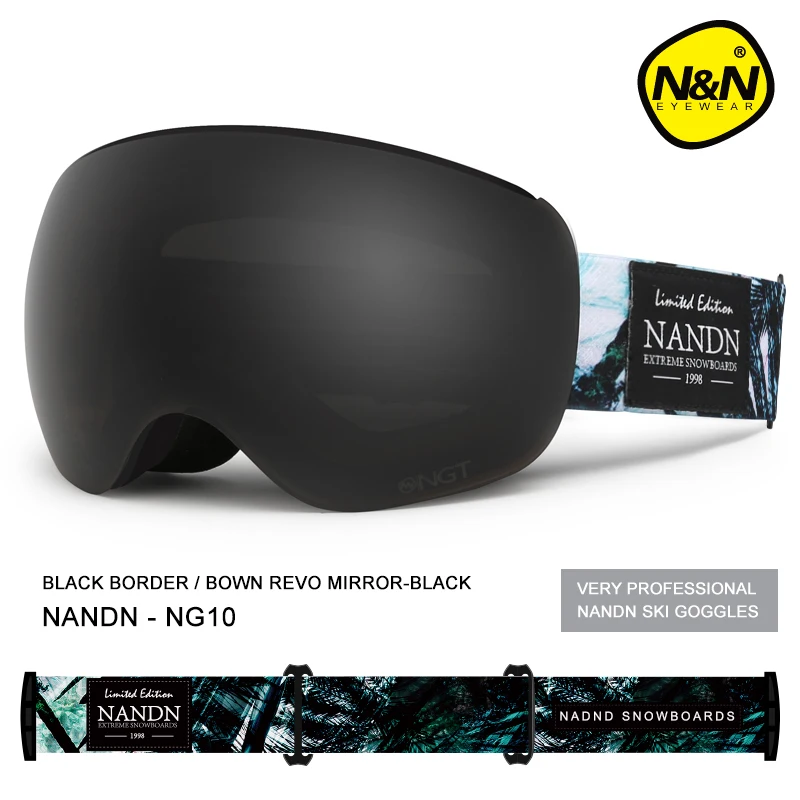 NANDN Brand Ski Goggles Men Women Snowboard Goggles Ski Glasses UV400 Protection Snow Skiing Glasses Anti-fog Ski Mask NG10