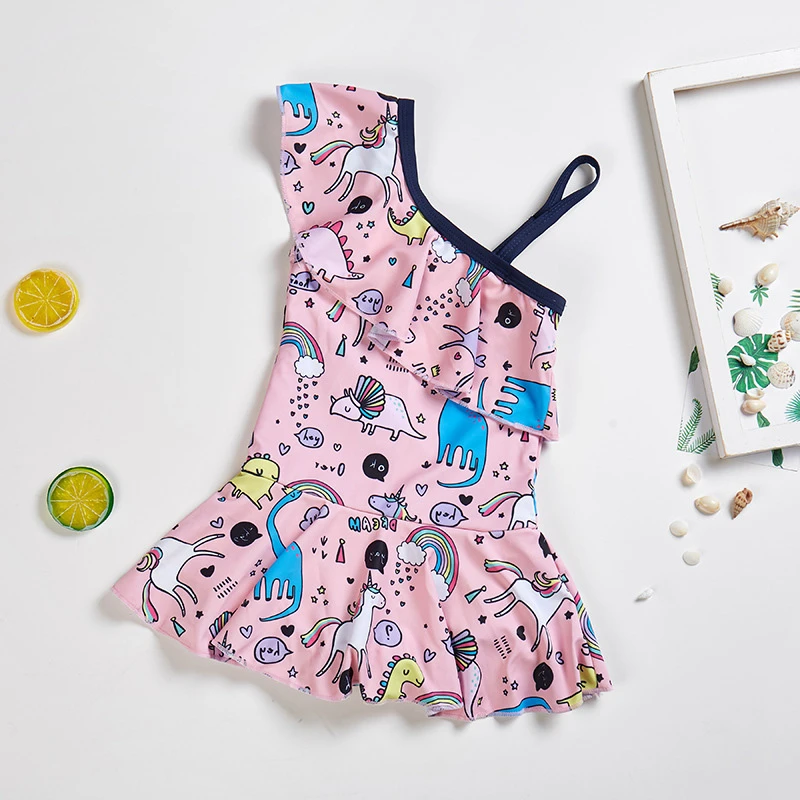 Детские летние комплекты бикини юбка с верхом юбка для купания пляжная одежда соединенный солнцезащитный крем Быстросохнущий Купальник для девочек