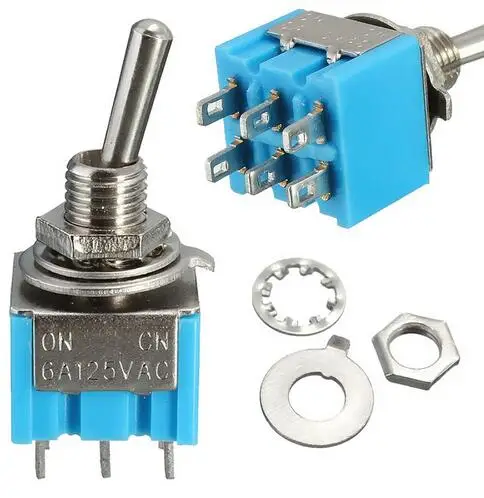 

5PCs Best Promotion NEW Mini MTS-203 6-Pin SPDT ON-OFF-ON 6A 125VAC Toggle Switches Favorable Price Sky blue