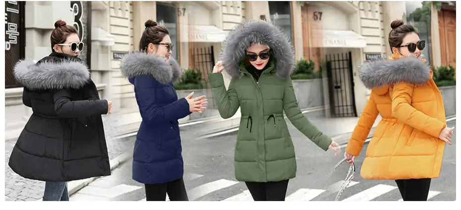 Fake fur collar Parka down cotton jacket Winter Jacket Women thick Snow Wear Coat Lady Clothing Female Jackets Parkas