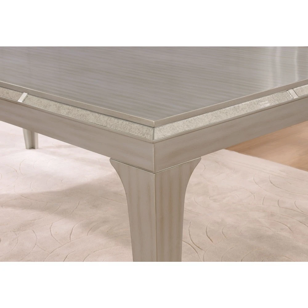 Diocles Contemporary Style Dining Table With Tapered Legs, Silver (1)