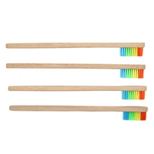 Новинка 1/4 шт зубная щетка бамбуковая деревянная ручка Радужная мягкая щетина уход за полостью рта зубная щетка для взрослых детей