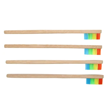 

NEW 1/4 Pcs Toothbrush Bamboo Wooden Handle Rainbow Soft Bristle Oral Care Tooth Brush for Adult Child
