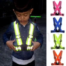 Gilet réfléchissant de visibilité de sécurité réglable pour enfants, veste à rayures d'équipement