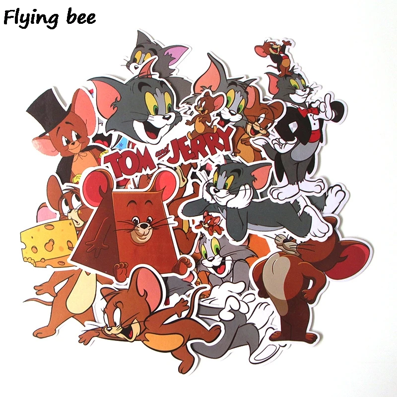 

20sets/lot (17pcs/set) Tom and Jerry Cartoon Cute PVC Stickers Scrapbooking for Car Luggage Laptop Decal Diy Decoration X0280