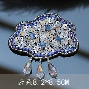 

cloud rhinestone patch beaded embroidery Lace fabric applique patches for Clothes decorative crystals patch Diy accessories