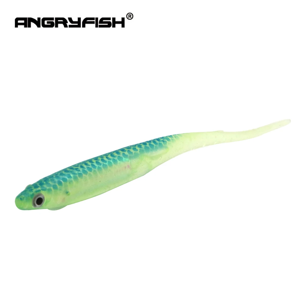 

ANGRYFISH New 6Pcs/Lot 90mm Soft Fishing Lures for Fishing Shad Fishing Worm Swimbaits Jig Head Fishing Bait Lure S007