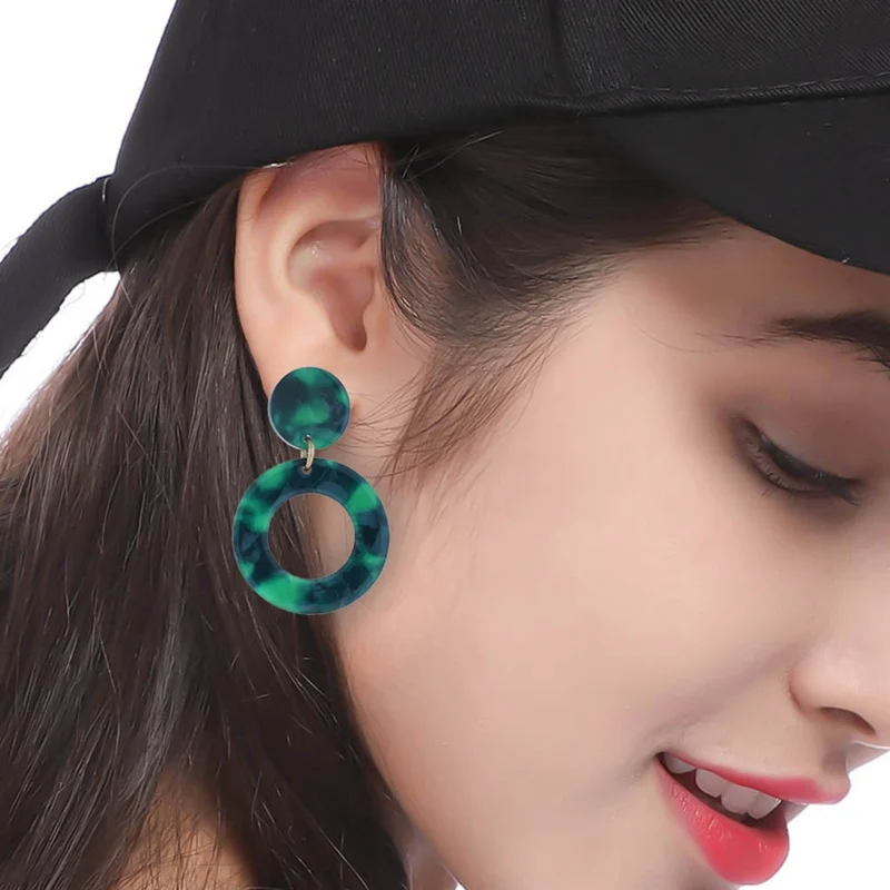 

New Arrival Fashion Leopard Earrings Acetate Personality Atmosphere Exaggerated Edition Geometric Round Brown Acrylic Earrings