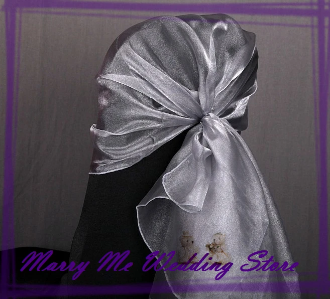 100 Dark Silver Organza Bow for Wedding Organza Chair Wrap Hood Chair