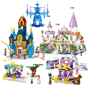 

NEW Girl Friends Princess Rapunzel Prince Cinderella Pumpkin Ice Castle Carriage Building Blocks Bricks Toys Compatible Friends