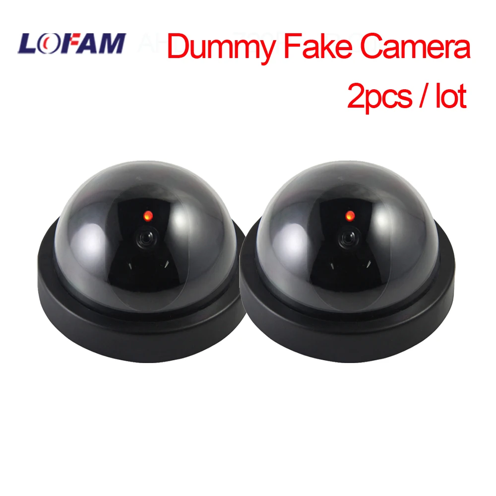 LOFAM 2PCS Simulation Security Fake Dome Dummy Camera with Flash Red