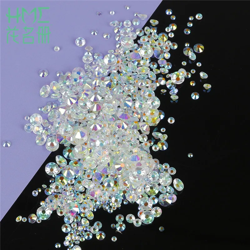 

1440pcs Clear Crystal White Glass Gem Clear AB SS3-SS20 3D Nail Rhinestones Flatback Non Hotfix Rhinestone For Sewing Decoration