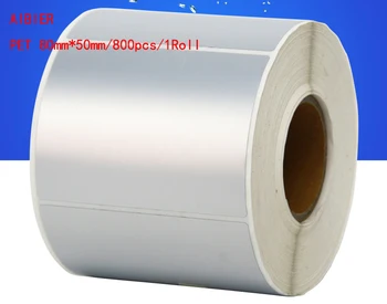 

Hot AIBIER Waterproof paper 80*50mm*800pcs/Roll Thermal transfer blank PET barcode Labels adhesive printed label sticker