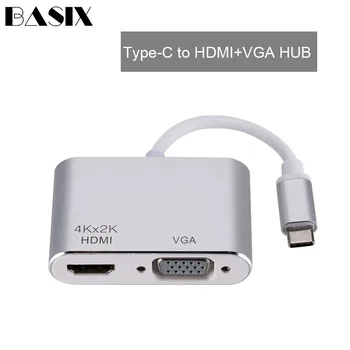 

Basix USB C To HDMI VGA Adapter Type C To HDMI 4K Thunderbolt 3 for Samsung Galaxy S10/S9/S8 Huawei Mate 20/P30 Pro USB C HDMI