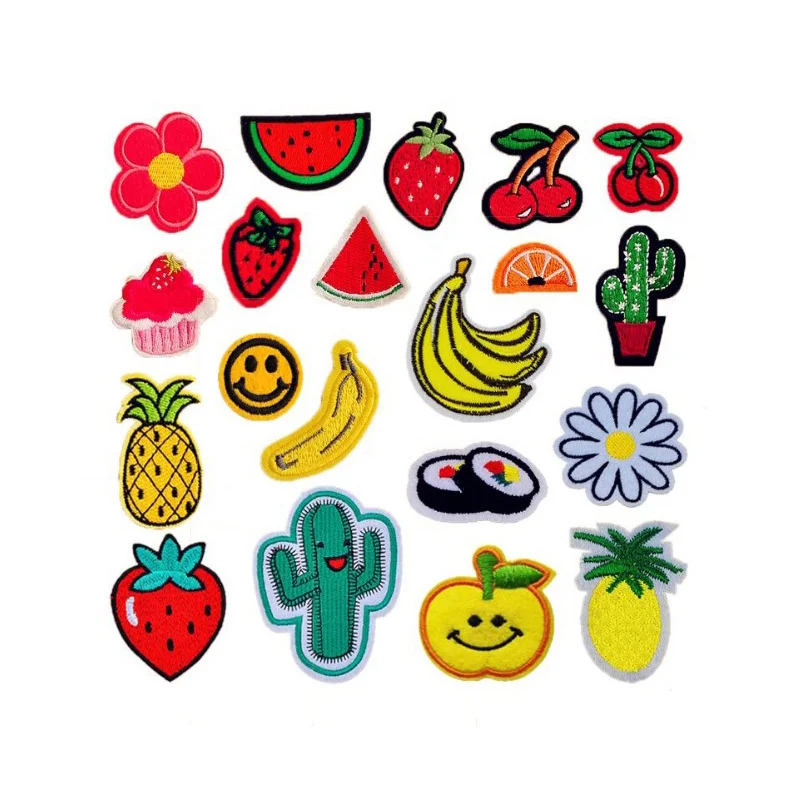 

Cool Fruit Cherry Banana Pineapple Watermelon Patches Iron On Or Sew Fabric Sticker For Clothes Badge Embroidered Appliques DIY