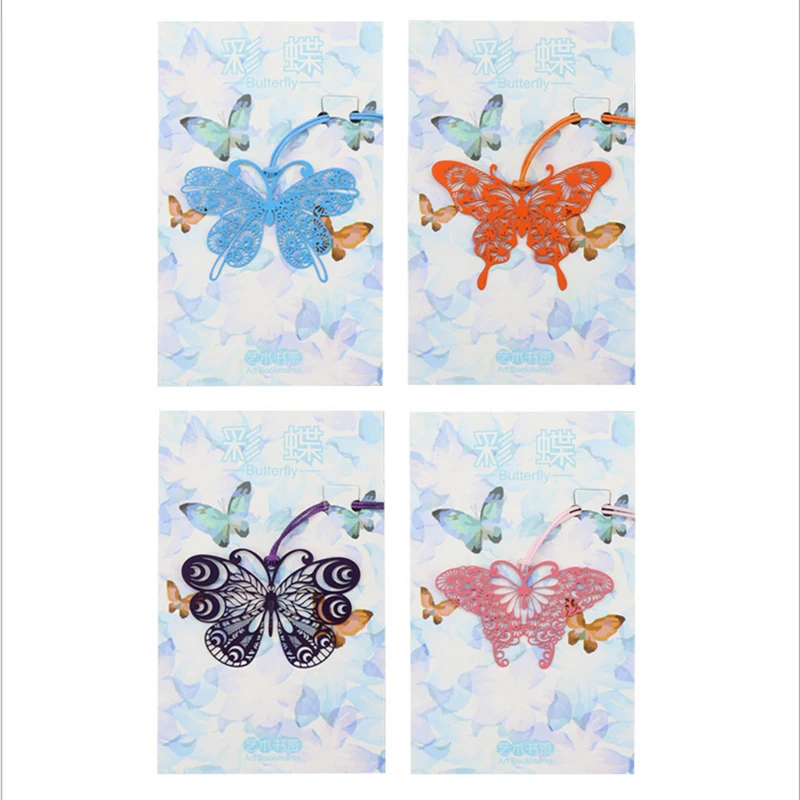 

1X Metal butterfly bookmark quality ribbons long tail Student Gift Marker Gift Kawaii Cartoon Bookmarks Office School Stationery