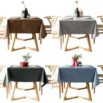 

PVC Waterproof Tablecloth Solid Colour Table Cover Rectangular Anti-Hot/Oil Table Cloth Carpet Wave Lace Dining Table Desk Coat