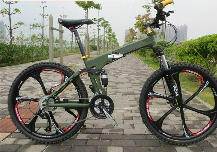 Clearance Kalosse Soft-tail frame  folding mountain bicycle   26*2.125 Tires  Hydraulic brakes  21/24/27/30speed , tyre dirt bike 5