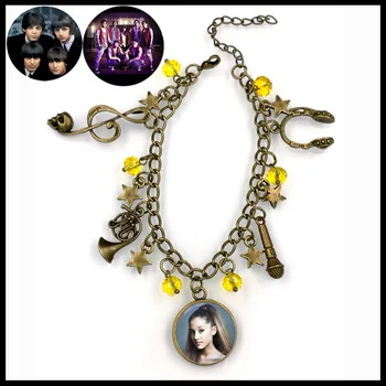 Ariana Grande SINGER the beatles justice crew inspirational CHARM BRACELET  MUSIC microphone jewelry  BF233