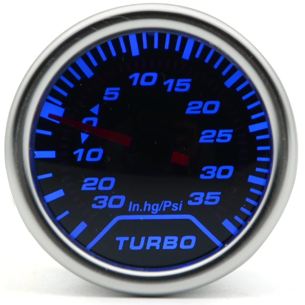 " 52 мм Универсальный Turbo Boost автомобилей Калибр-30. hg-35 Psi метр Авто Синий светодиодный