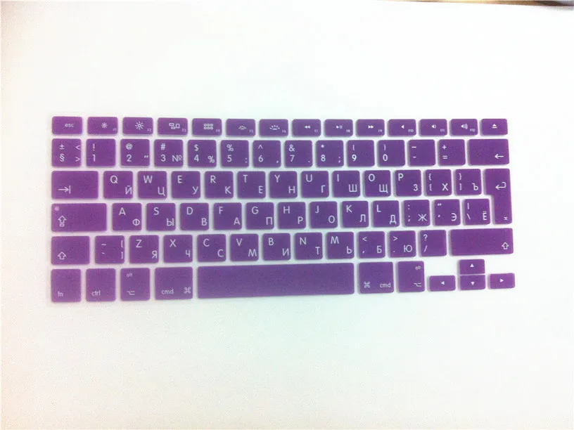Для MacBook Pro Air 1" 15" 1" Русский Великобритания ЕС Силиконовый чехол кожи протектор для mac air 13.3 5 17 дюймов Keybord крышка - Цвет: Фиолетовый