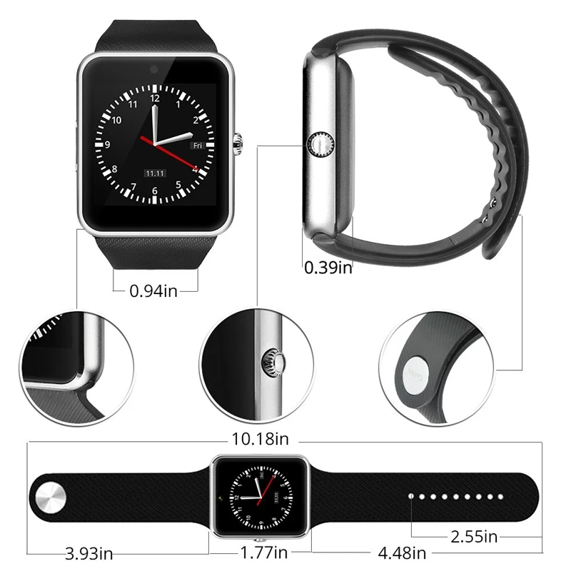 Смарт-часы для мужчин GT08 с сенсорным экраном большая батарея поддержка TF sim-карты камера для IOS iPhone Android телефон часы для женщин