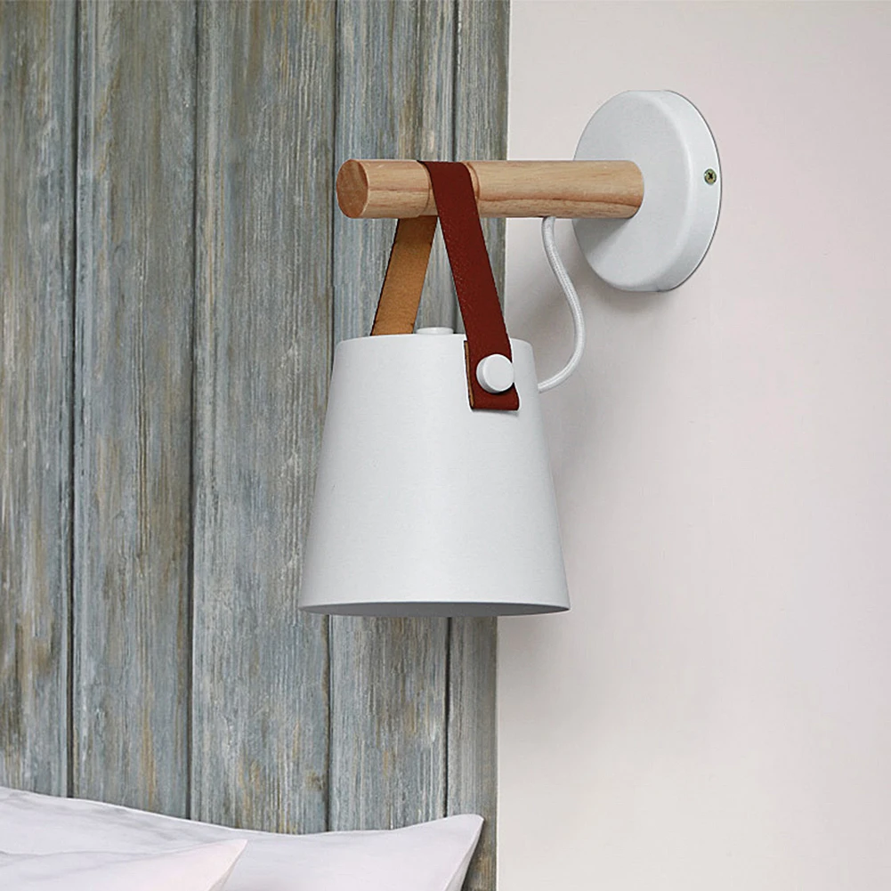 Скандинавская спальня простой железный ремень настенный светильник креативный деревянный настенный светильник простая столовая спальня