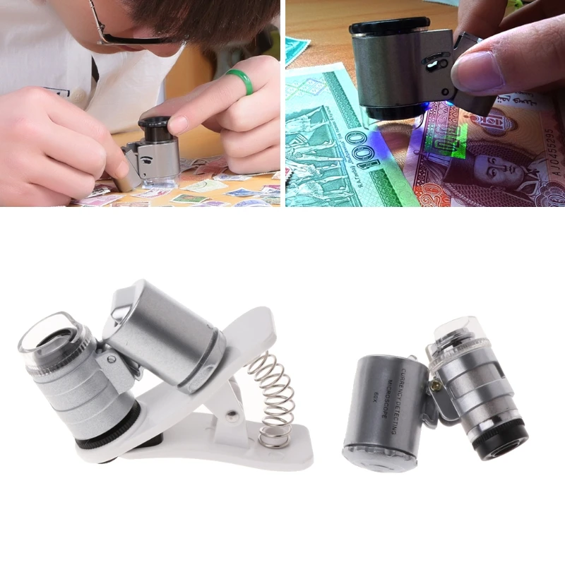 

60X Zoom Cellphone Microscope Magnifier with LED UV Lights Fit all Phone Tablet