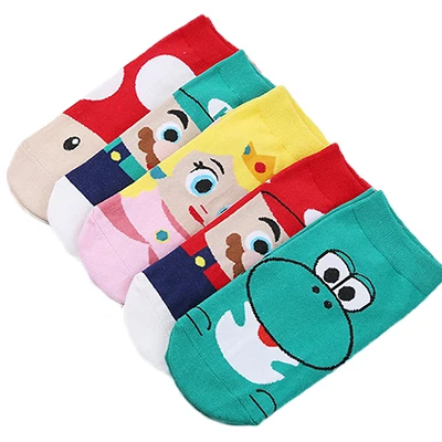 JULY'S SONG женские забавные носки с героями мультфильмов Yoshi короткие носки - Цвет: 5 pairs