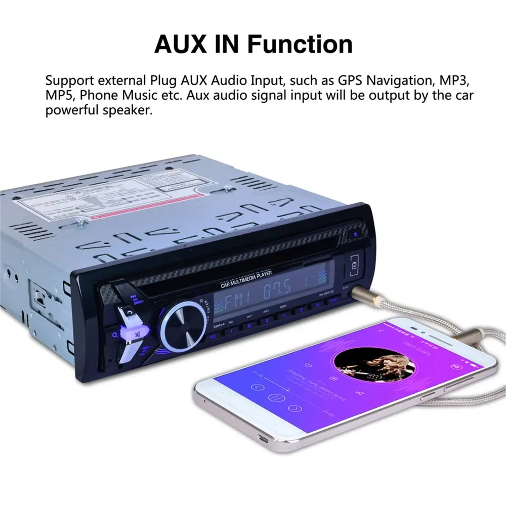 Один Din универсальный автомобильный DVD для автомобиля плеер с Bluetooth с электронным анти-шоком высокого качества Лазерная головка 8823B