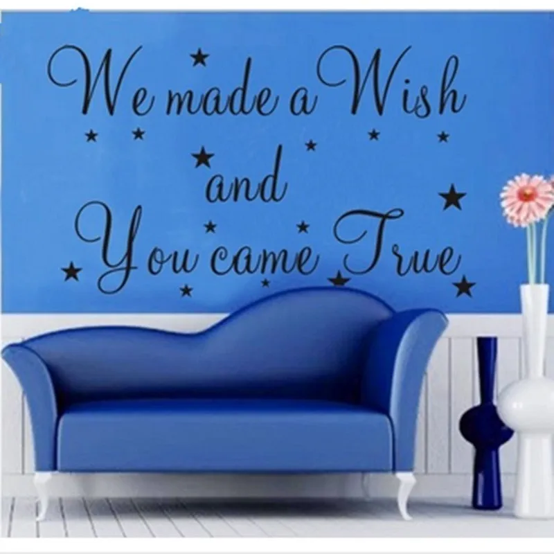 WE MADE A WISH Wall quote sticker Kid Nursery Vinyl Home Decorationin