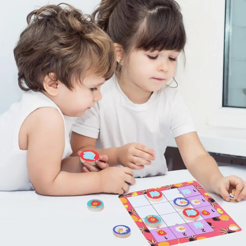 

22*22*4.5cm Sudoku Educational Toy Wooden Parent-child Board Animal Logic Game For Children