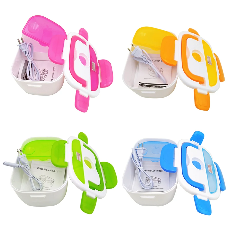 

Portable Electric Heating Lunch Box Food-Grade Food Container Food Warmer For Kids 4 Buckles Dinnerware Sets