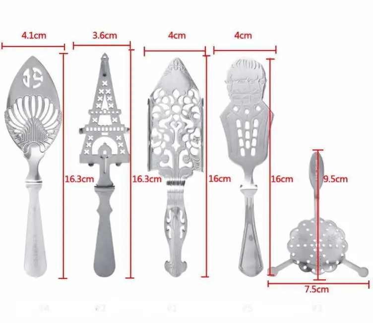 304 нержавеющая сталь Absinthe бар ложка коктейльный бар горький Совок Absinthe стеклянная чашка посуда для напитков ложки SN1341 - Цвет: mix