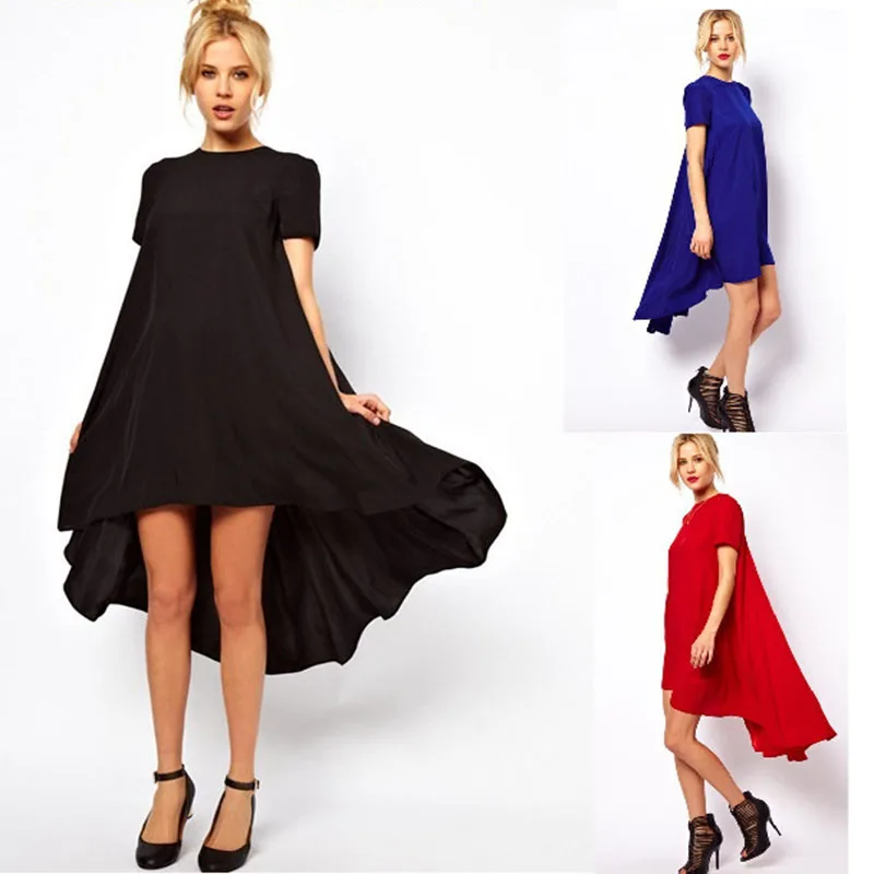 

Phalinovic Europe Explosion Sweet Dovetail Tops Type Swing Long Short Sleeve Chiffon Dress Women Summer Clothes