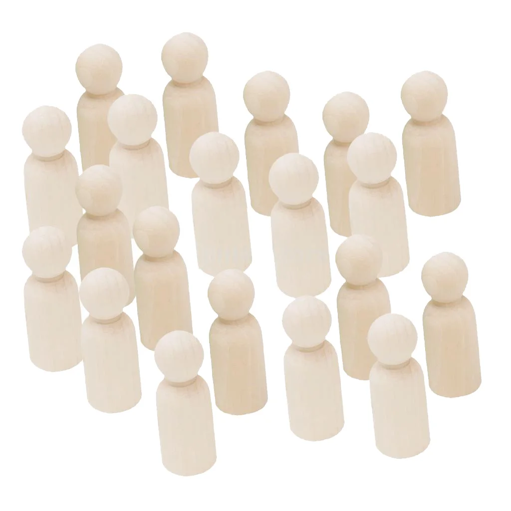 20 Pieces 43mm Man Blank DIY Wood People Peg Dolls Wedding Cake Topper Craft