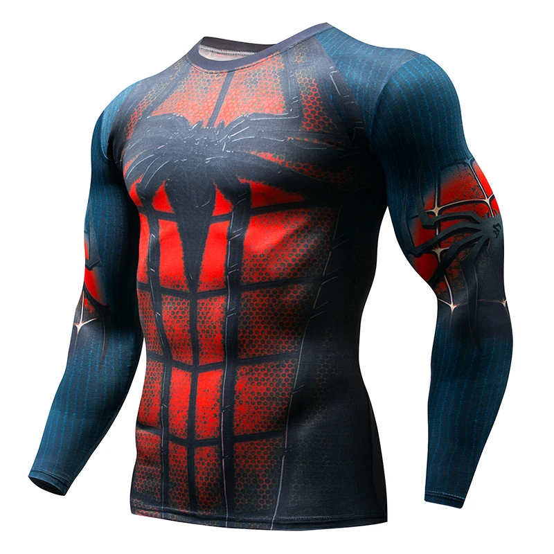 

Men Women Fitness MMA Compression Shirt Anime Cycling Jerseys Long Sleeve 3D Avengers Spiderman Cosplay Base Layer