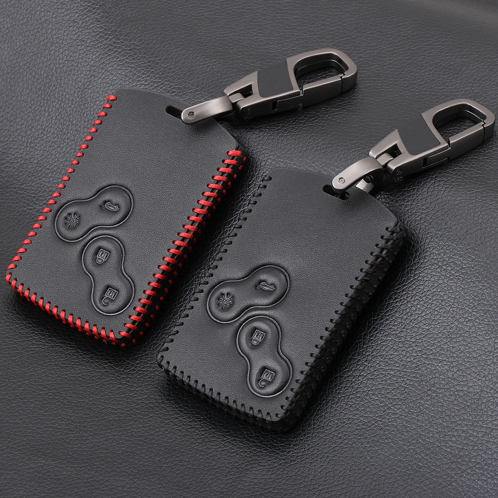 

Genuine Leather Car key cover case protector Sticker for Renault Clio Logan Megane 2 3 Koleos scenic card remote keyless