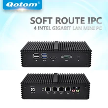 QOTOM 4 LAN Мини-ПК С Core i3-4005U/i5-5250U процессор и 4 гигабитных NIC, поддержка AES-NI, последовательный, без вентилятора Мини-ПК pfsense