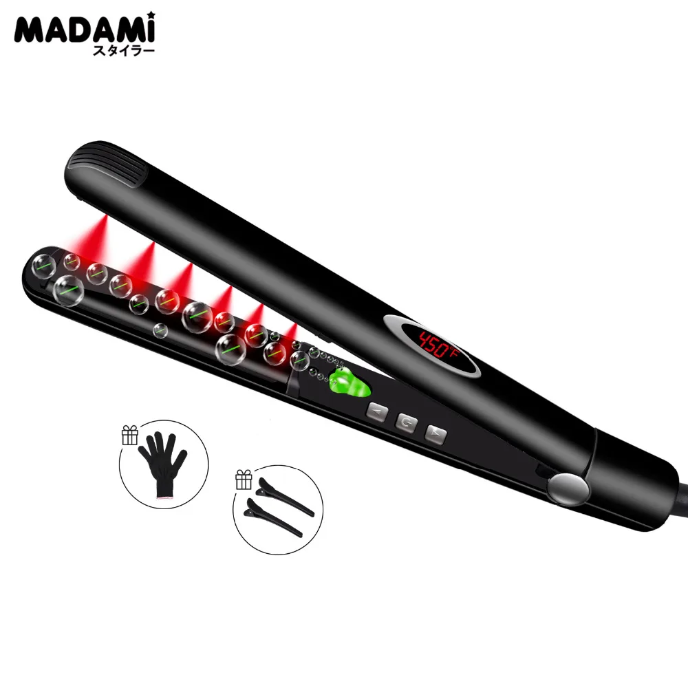 Madami Infrared Ions Ceramic Floating Plates Hair Straightener With LCD Display 110V-220V Dual Voltage Multi-function Flat Iron (2)
