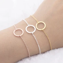 10 шт., модный браслет из нержавеющей стали, круг кармы, Женские Ювелирные изделия, геометрические, открытые, круглые звенья, цепочки, браслеты, Женские Ювелирные изделия