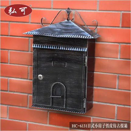 Винтажный почтовый ящик для виллы, маленький дом, дизайн для почтовой почты, квитанция, почтовый ящик для дома, подвесное украшение, креативная коробка с замком - Цвет: Same as picture