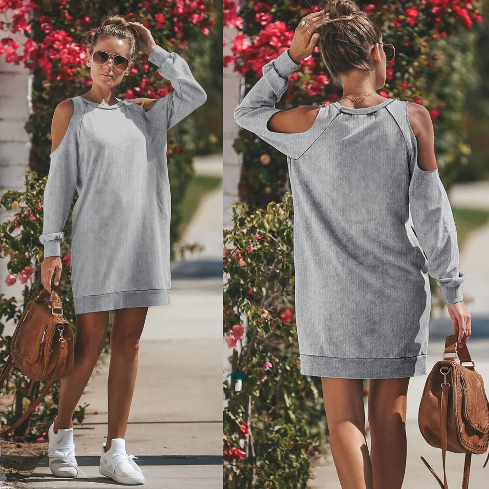 

2018 Fashion Women Autumn Sexy Solid Color Off The Shoulder Round Neck Long Sleeve Tops Women Casual Tshirts Women Autumn Shirt