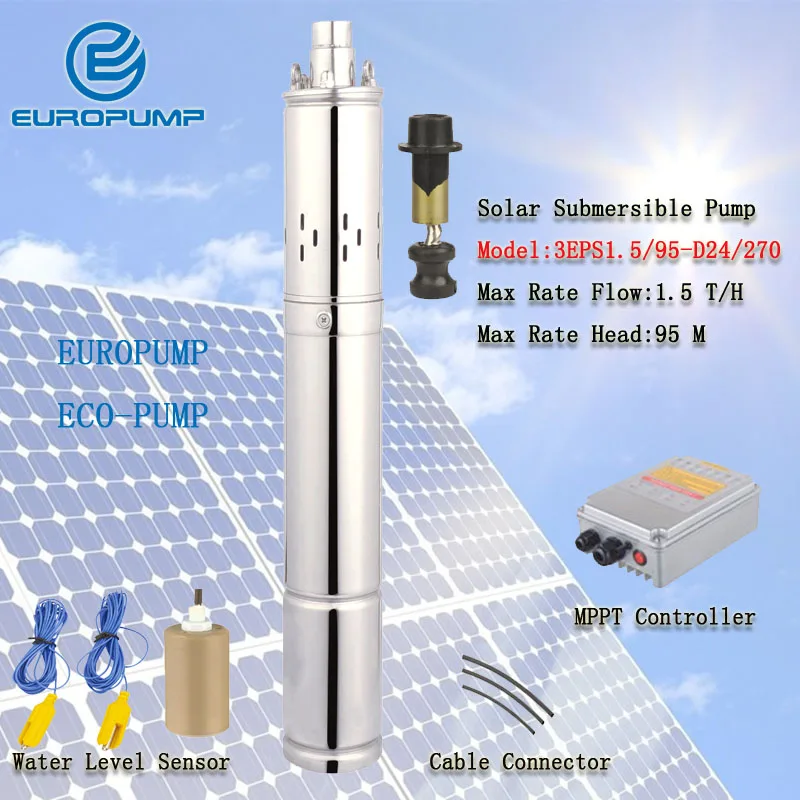 

EUROPUMP MODEL(3EPS1.5/95-D24/270) Japanese solar water pump sri lanka price 95m lift head solar water pump 24v dc submersible